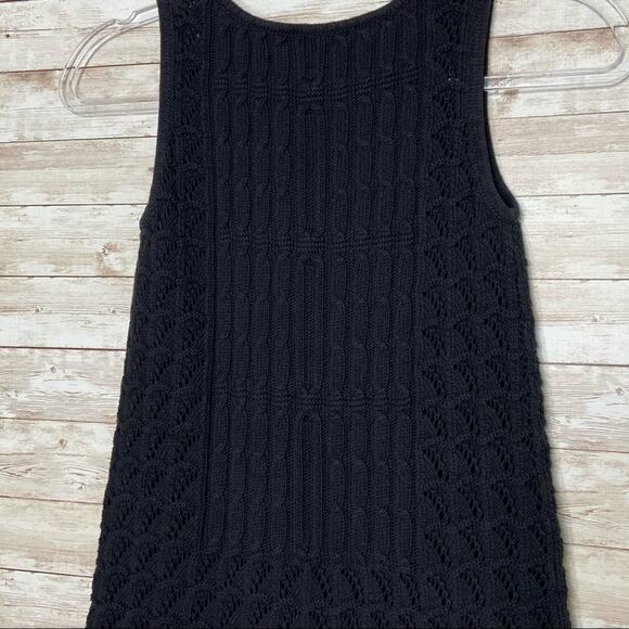 Trina Turk Pointelle Knit Tank Top Black Sweater Neutral Resort Work Size XS - Picture 6 of 10